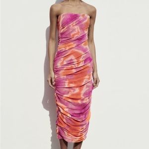 Viral pink and orange strapless corset dress